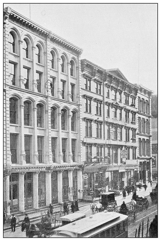 古董黑白照片的纽约:卡尔霍恩，罗宾斯& CO.，批发花式干货